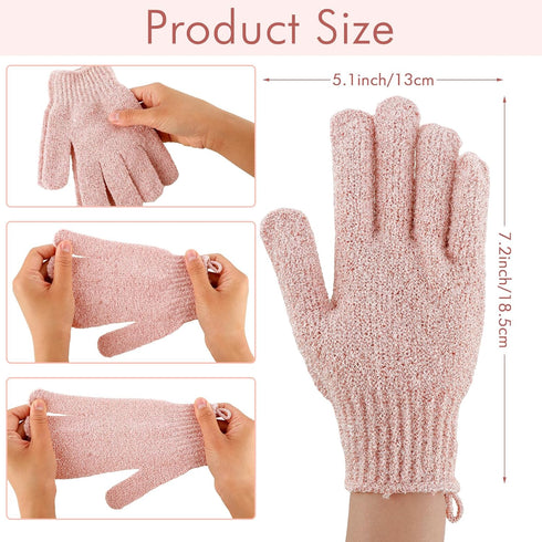 3 Pair Shower Gloves Exfoliating for Women, Double Sided Shower Gloves Mitt Body Scrubber Glovenylon Deep Exfoliating Glove with Hanging Loop, Bat...