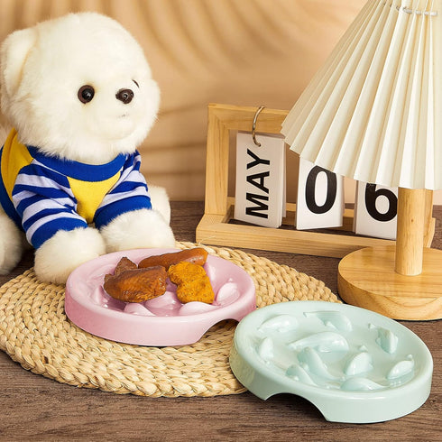 2 Pcs Cat Slow Feeder Bowl Pet Feeder Wet Food Slow Feed Raised Dish Healthy Eating Diet Fun Interactive Feeding Bowls for Cats and Dogs Dishwashe...