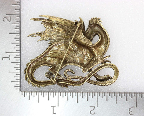 Faship Gorgeous Rhinestone Crystal Flying Dragon Dinosaur Pin Brooch...