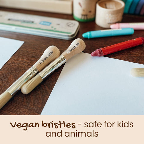 Honeysticks My First Paint Brush Set - 3 Pack: Ideal for Babies and Toddlers. Jumbo Brushes with Chubby Wood Handles for Easy Grip, Vegan. Include...