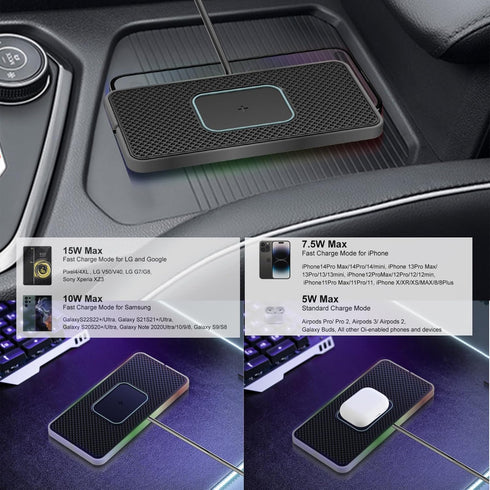 Wireless Charger,Wireless car Charger Charging pad 15W Fast Wireless Phone Charger Non Slip Charger pad Cell Phone Cordless Charger Charging mat g...