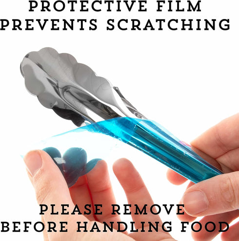 Stainless Steel Serving Tongs, 6-Pack - 9-Inch Serveware Utility Set with Rings - Kitchen Gadgets & Self Serve Accessories - Cooking, Grilling, Ca...