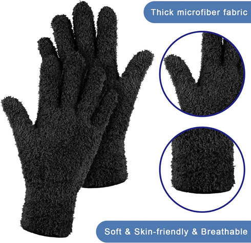 Bencailor 6 Pairs Microfiber Dusting Gloves, Dusting Cleaning Gloves Microfiber Gloves for Plants House Blinds Car Dust Mitt (Black,Medium)...