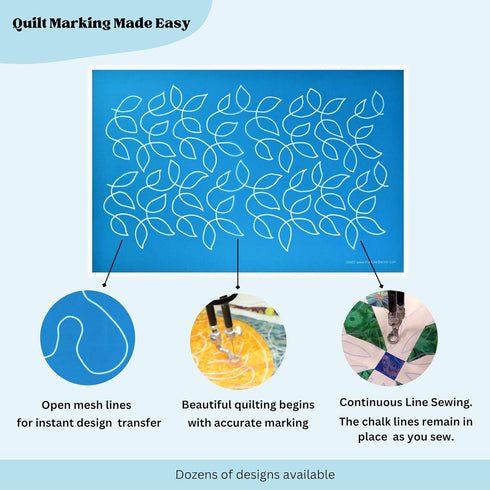 Large Meandering Leaves - Edge to Edge Stencil, Continuous Line Template for Free Motion Quilting, Domestic Machine Quilting, Hand Quilting, Long-...