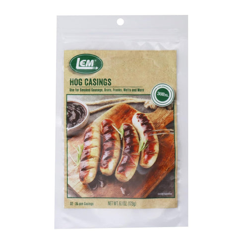 LEM Products Pre-Tubed Natural Hog Casings, 32-35mm, Edible Sausage Casings, Stuffs Approximately 50 Pounds, Great for Sausage Links, Franks, Mett...