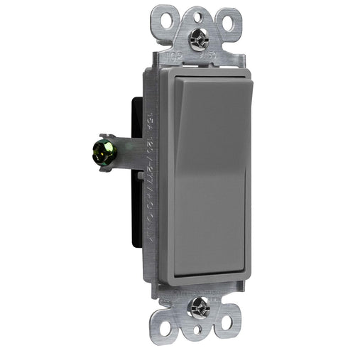 ENERLITES Single Pole Decorator Paddle Light Switch, Residential Grade, 15A 120V-277V, Gloss Finish, Grounding Screw, Back Insert and Side Termina...