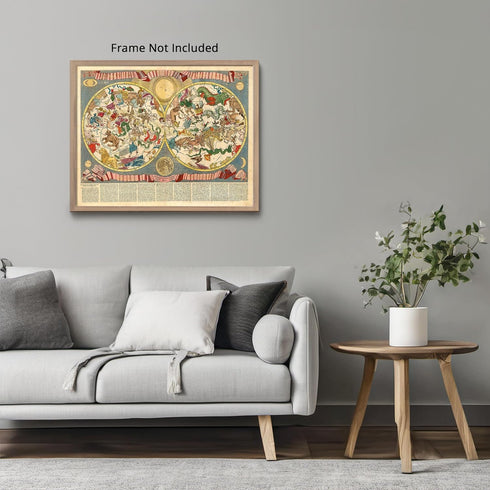 Posterizer 1 pcs-1687 celestial map-Francesco Brunacci-Astrology & Zodiac Art-Astronomy & Celestial Art-Gift for Steampunk and Astrology Lovers- U...