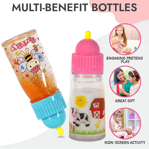 My Sweet Baby Disappearing Doll Feeding Set® | Talking Magic Bottles with Squeaking Tips. Sips and Giggles - Include 2 Doll Bottles with Disappear...