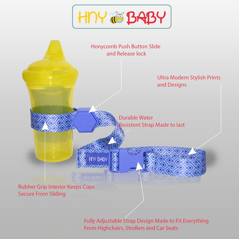 Sippy Cup Straps for Baby Bottle Toy Leash 4 Pack for Stroller High Chair Strap (Blue/Black)...
