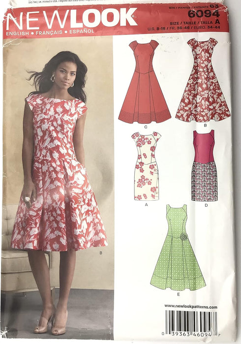 Simplicity New Look U06094A Misses Dresses Sewing Pattern, Red, A (8-10-12-14-16-18)...