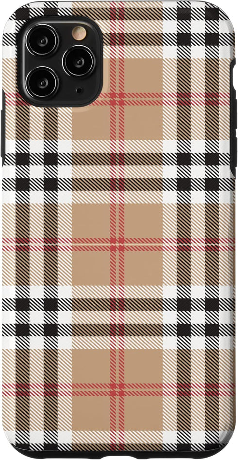 Plaid Check pattern Co. iPhone 11 Pro Max Protective Case with Plaid Pattern, Checkered Striped Tartan Design, Heavy Duty Protection, Textured Fin...