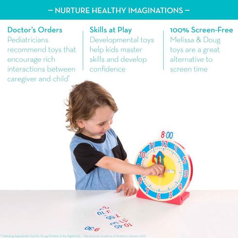 Melissa & Doug Turn & Tell Wooden Clock - Educational Toy With 12+ Reversible Time Cards...