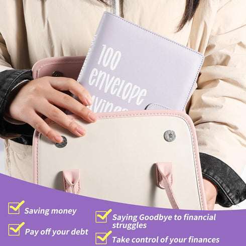 100 Envelopes Money Saving Challenge Book with Envelopes, Day 100 Envelope Challenge Money Saving Binder Budget Book with Cash Envelopes, 5,050 Sa...