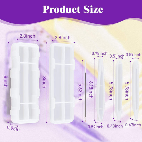 19 Pcs Resin Mold Sets 1 Pcs Case Resin Mould 3 Pcs Pen Shape Silicone Casting Moulds and 15 Ballpoint Refill Pens Silicone Molds for Storage DIY ...