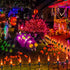 Fall Halloween Decorations Indoor Outdoor - Flickering Flame String Lights Orange Halloween Lights, 12.8Ft C7 Retro Twinkle Flame String Lights wi...