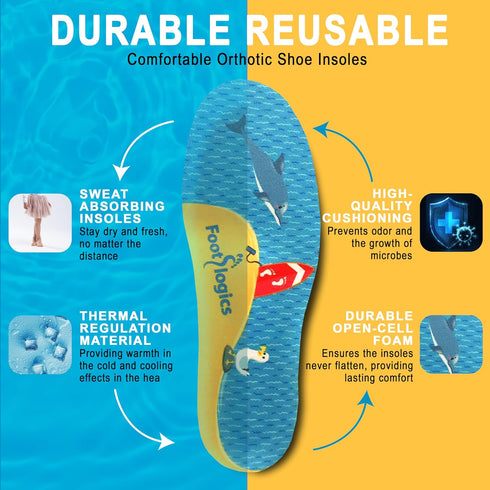 Fun Kids Orthotic Shoe Insoles with Arch Support for Children’s Heel Pain (Sever’s Disease), Growing Pains, Flat Feet - Children’s, Pair (Toddler ...