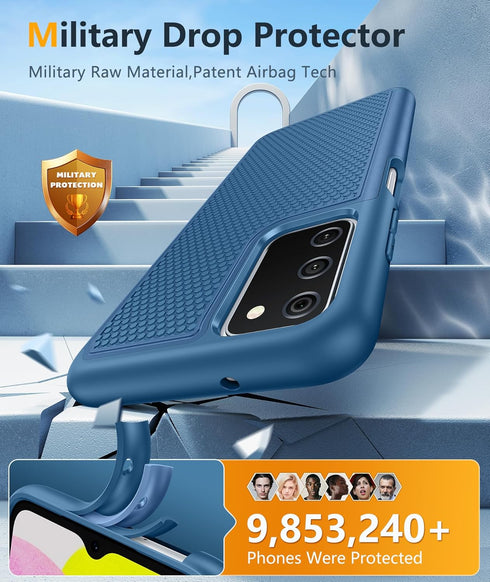 BNIUT for Samsung Galaxy A03s Case: Dual Layer Shockproof Protective Heavy Duty Cell Phone Cover Rugged with Non Slip Textured Back - Military Pro...