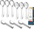 Teivio Stainless Steel Metal Serving Utensils - Large Set of 9-10" Spoons, 10" Slotted Spoons, and 9" Tongs (Silver)...