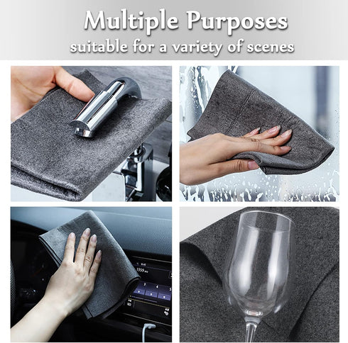 Thickened Magic Cleaning Cloth,8 Pcs Lint Free Cloth,Reusable Microfiber Cleaning Rag for Windows,Mirror,Glass,Car,Gray...