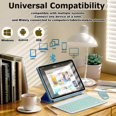 Bluetooth Wireless Keyboard and Mouse Combo,Ultra-Slim Ergonomic Small Rechargeable Bluetooth Keyboard Mouse Set for Apple iPad iPhone Samsung Tab...