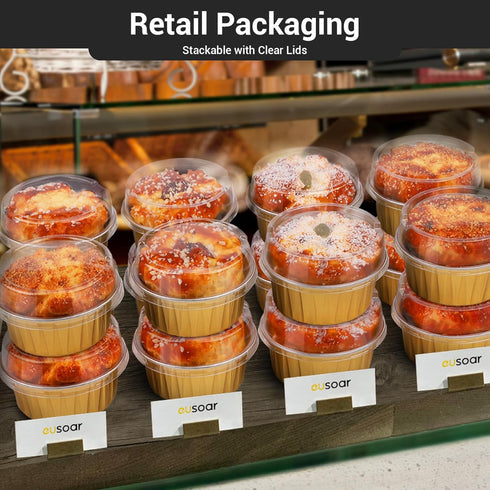 EUSOAR Disposable Ramekins Aluminum Foil, Gold 25Packs 5oz Baking Cups with Lids Mini Muffin Liners, Dessert Cheesecake Pan Creme Brulee Cupcake C...