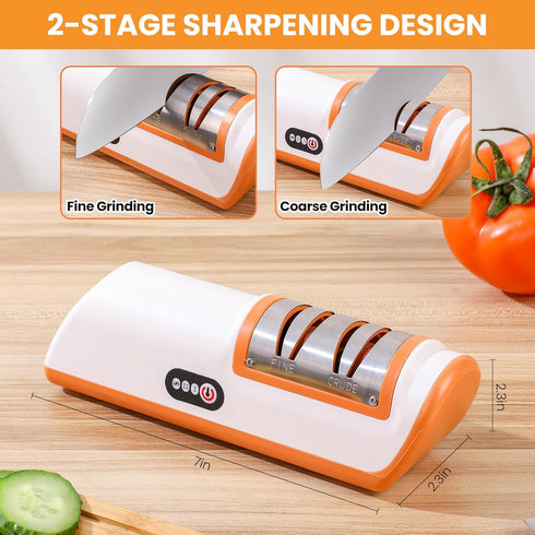 Knife Sharpener Professional 2-Stage Electric Knife Sharpener, Black, Knife Sharpener for a wide range of kitchen knives with quick sharpening and...