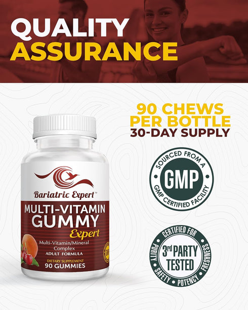 Bariatric Expert Multivitamin Gummies – Fast-Melting Dietary Supplement for Adults Post-Gastric Sleeve and Bypass, Nutritionist Recommended, 90 Co...