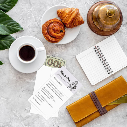 Geyee 100 Pack Housekeeping Thank You Tip Envelopes, Cash Self Adhesive Tip Envelopes for Hotel Motel Coin Seed Gratuity Key Cards Saving, White w...