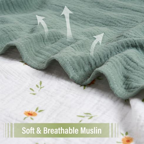 Meracorallo Muslin Swaddle Blanket, 100% Organic Cotton Receiving Blanket Soft and Breathable Swaddle Wrap for Baby Boys and Girls (Roman Green)...