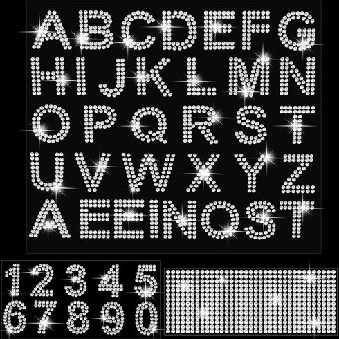 3 Sheets Glitter Letters Rhinestone Sticker Letter Bling Crystal Alphabet Number Stickers Gemstone Border 34 Letters and 10 Numbers Self-Adhesive ...