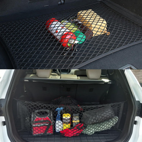 zxbaers Car Rear Cargo Net (35.4"x15.8"), Envelope Style Elastic Trunk Net Organizer Heavy Duty Stretchable Nylon Storage Net Mesh with Hooks for ...