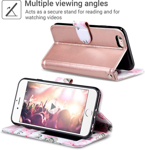 ULAK Wallet Case for iPhone 6s Plus, iPhone 6 Plus Case, Flip Folio PU Leather Kickstand Case with Card Slot Wrist Strap ID Credit Card Pockets fo...