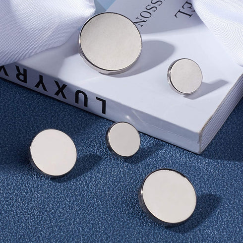 OLYCRAFT 100pcs Alloy Shank Buttons Metal Flat Buttons 5 Sizes Round Sewing Buttons for Sewing DIY Crafts and Jewelry Making - Platinum...