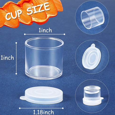 Small Paint Cup with Lids, Plastic Mini Paint Containers DIY Craft Storage Containers Craft Paint Cup for Paint Beads Seeds Clay or Others (25 Pie...