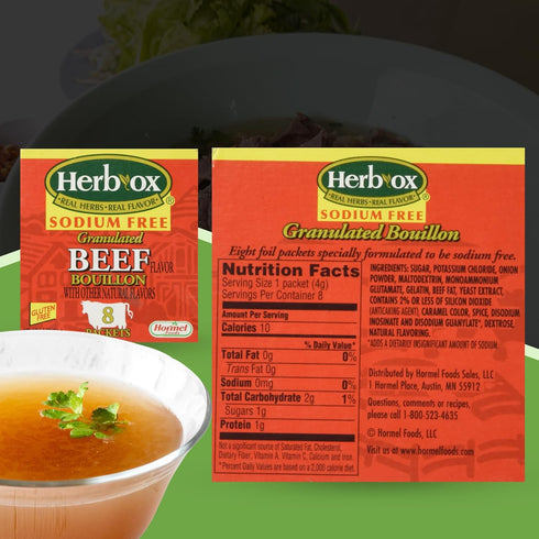 Beef Bouillon Seasoning Bundle. Includes Four 1.1 Oz Box 8ct Packets of Granulated Beef Bouillon. Gluten Free and Sodium Free Bouillon Beef Season...