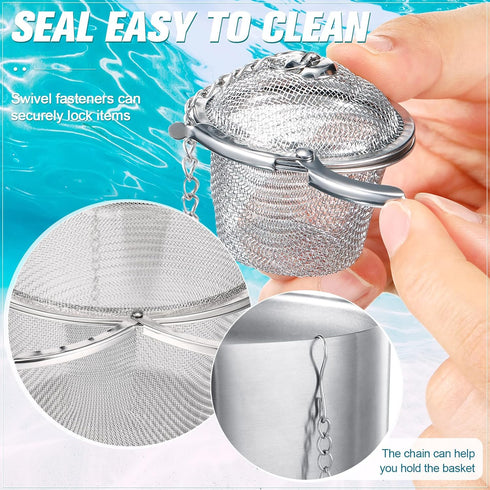 6 Pcs Ultrasonic Watch Parts Cleaner Baskets Stainless Steel Jewelry Steam Cleaner Ultrasonic Parts Cleaner Basket Mesh Ball Cleaning Small Holder...