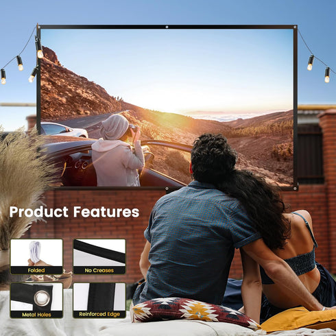 Projector Screen 120 inch, 16:9 Projection Screen, HD 4K Foldable Anti-Crease Cinema Screen for Home Theater Indoor Outdoor (120 inch)......
