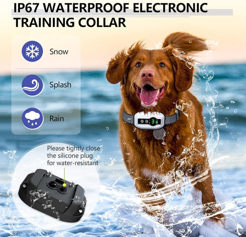 Dog Bark Collar, Anti-Barking Pet Training Collar, Waterproof e-Bark Shock Collar for Large Medium Small Dogs, Rechargeable Barking Collar with Be...