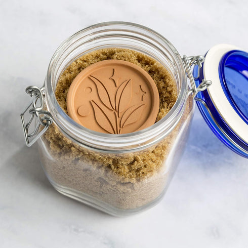 Goodful Brown Sugar Saver and Softener Disc with Elegant Leaf Design, Multiple Uses for Food Storage Containers, Reusable and Food Safe, Terracott...
