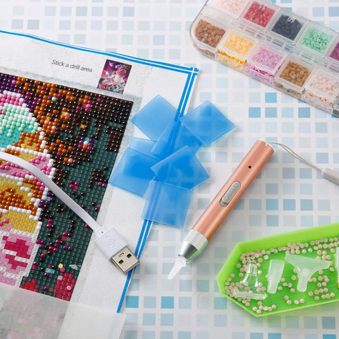 Maitys Diamond Painting Pen Point Drill Pen with Light 5d DIY Diamond Painting Tool with 20 Pieces Glue Clay 5 Pieces Replacement Heads for DIY Cr...