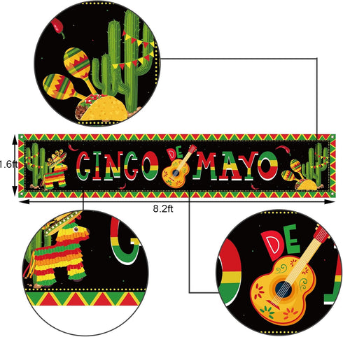 Mexican Cinco De Mayo Fence Banner Cinco de Mayo Fence Decoration Mexican Theme Hanging Sign Banner Mexican Fiesta Welcome Porch Sign Party Holida...