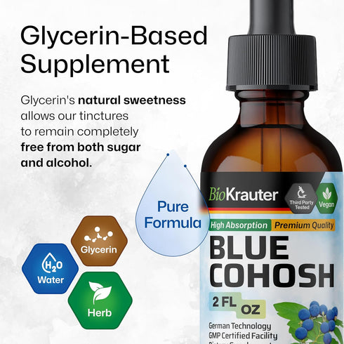 BIO KRAUTER Blue Cohosh Tincture - Caulophyllum Thalictroides Extract - Women’s Health Support - Alcohol and Sugar Free Liquid Blue Cohosh Extract...