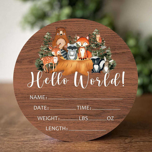 Woodland Baby Milestone Blanket with Birth Stat Sign, Forest Baby Growth Chart Monthly Blanket, Watch Me Grow Woodland Animals Baby Nursery for Ne...