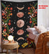 Lifeel Moonlit Garden Tapestry, Moon Phase Surrounded by Vines and Flowers Black Wall Decor Tapestry 60×80 inches...