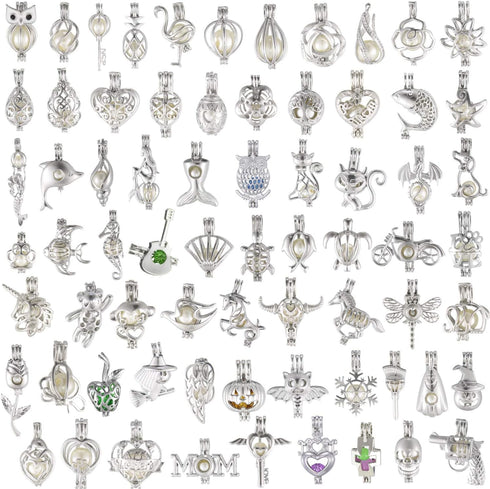 DOUBI Pearl Bead Cages Pendants Necklace Charms for Adults Women DIY Jewelry Making Aromatherapy Diffuser Necklace Lockets Metal Charms for Crafts...