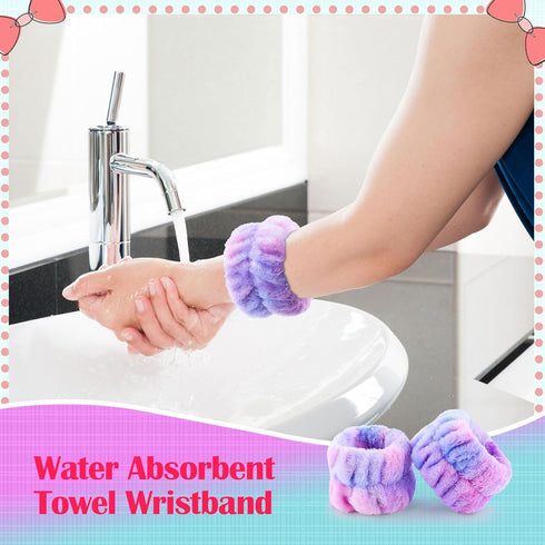 WSYUB Spa Headband, Skin care Headband,Face Wash Headband, Makeup Headband and Wristband Set for Washing Face, 6pcs, Gorgeous Tie Dye Color Cosmet...