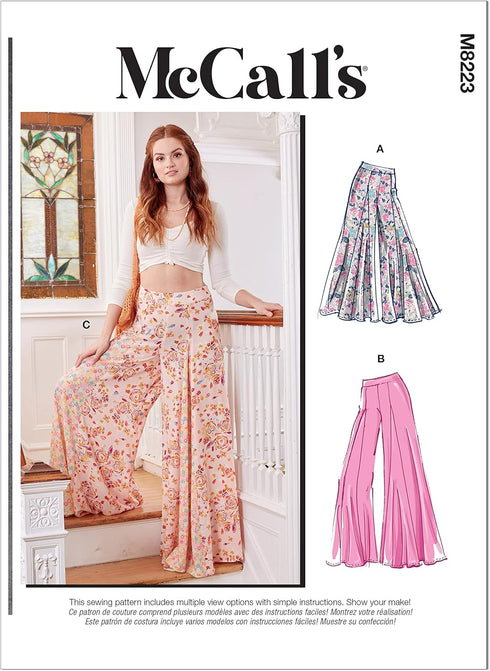 McCall's Misses' Wide Leg Pants Sewing Pattern Kit, Code M8223, Sizes L-XL-2XL, Multicolor...