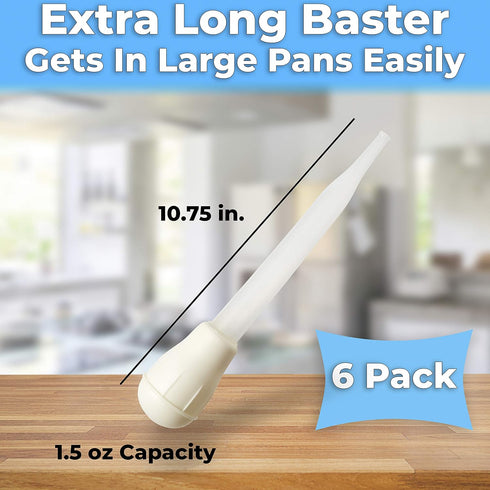 BPA Free, Pro Grade Turkey Baster 6 Pack. Extra Large 11 Inch Bulb Basters with Measuring Lines Perfect for Cooking Juicy, Tender Meat. Best Plast...