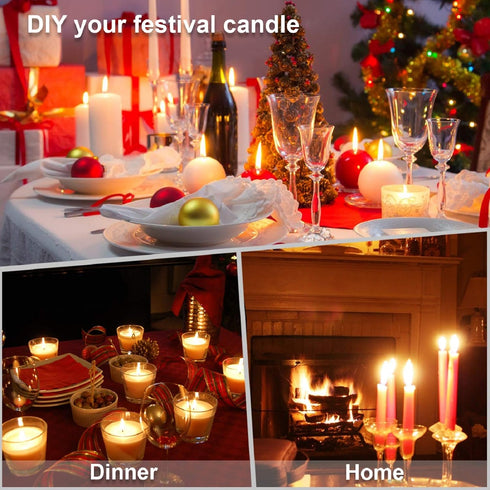 DINGPAI Candle Making Kit, DIY Candles Craft Tools,1pc Candle Make Pouring Pot,50pcs Candle Wicks, 50pcs Candle Wicks Sticker and 2pcs 3-Hole Cand...