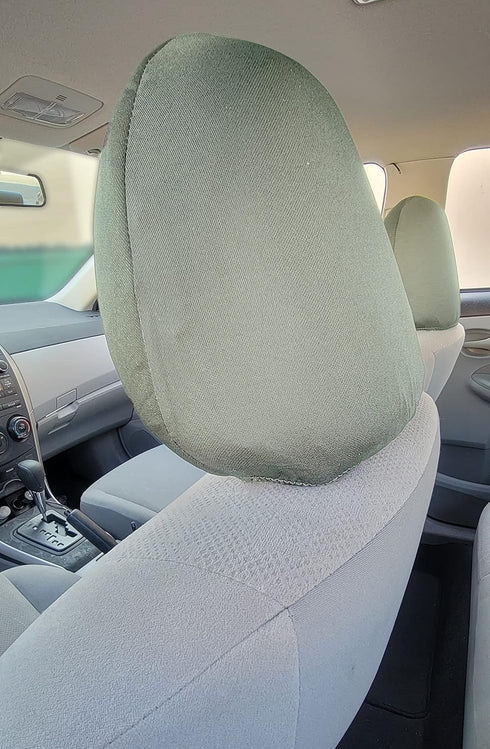 Universal Headrest Covers for Cars & Trucks – Set of 4 Solid Grey Polyester Covers with Foam Backing for DVD & TV Monitors for Most Vehicles – Dur...